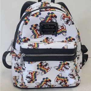 Disney & Loungefly Mickey Mouse Rainbow Mini Size Backpack NWOT